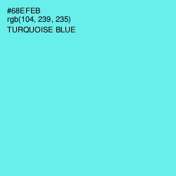 #68EFEB - Turquoise Blue Color Image